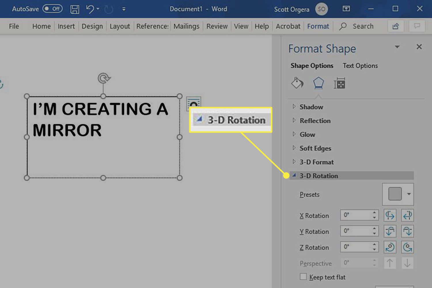 open format shape options in word for mac
